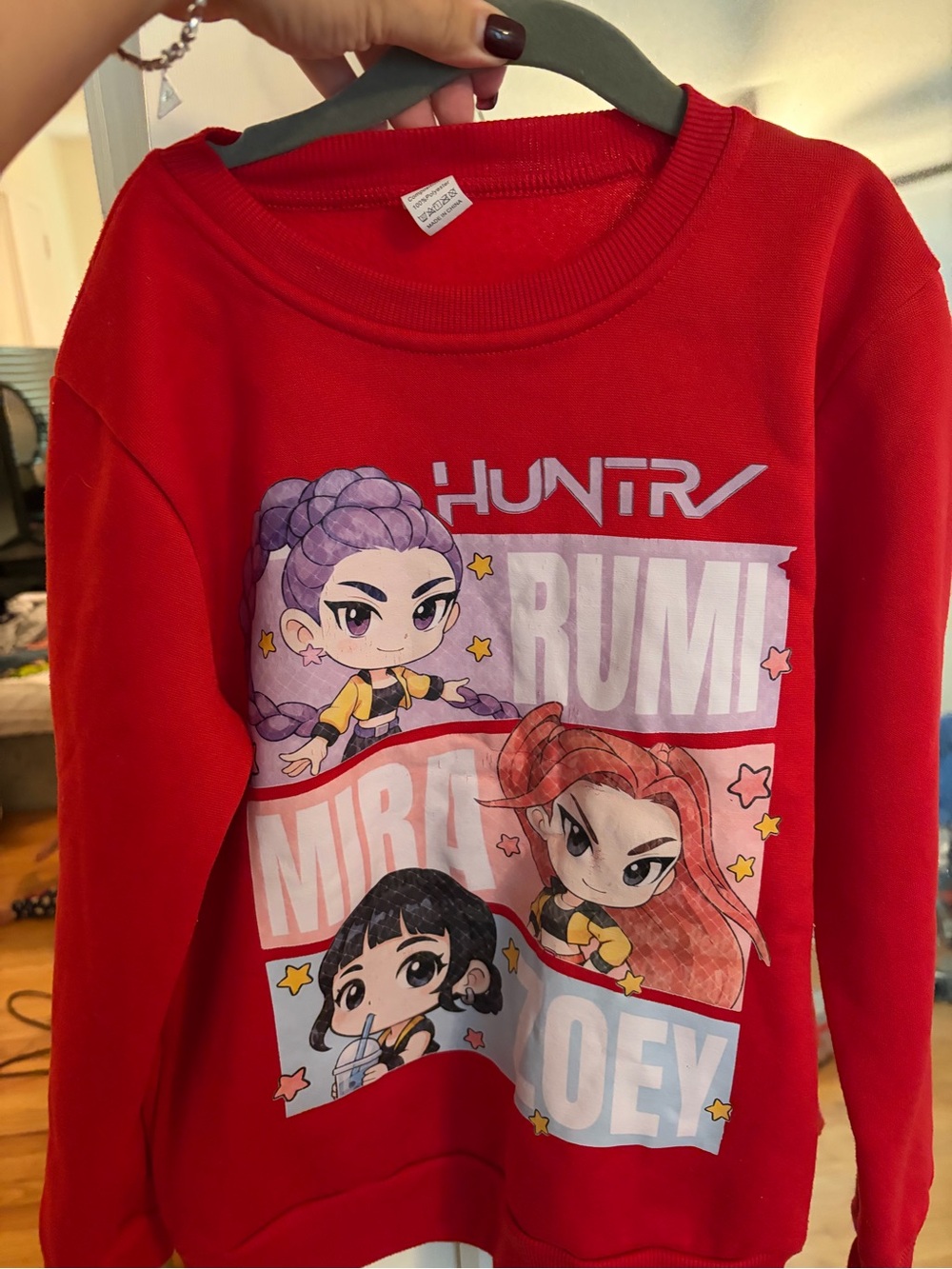 Huntrix kpop demon hunters Kids' Red Sweatshirt